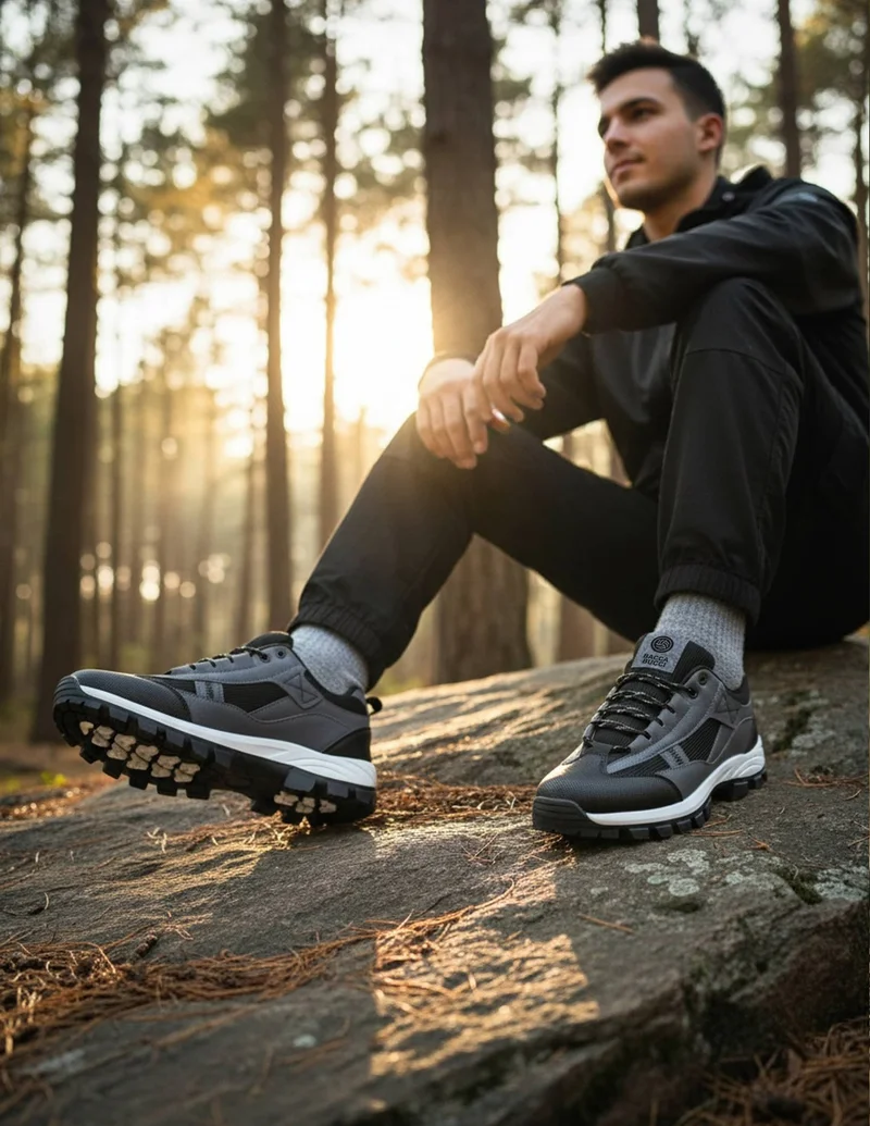 Bacca Bucci Grey FOREST Low-Top Hiking Boots for Men | Best Price UAE